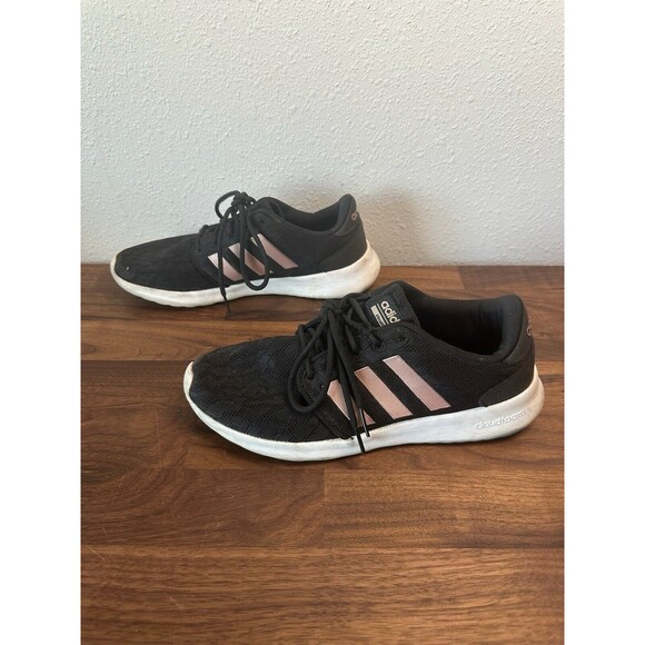 Adidas Shoes Womens 8 Cloudfoam Walking Sneakers Lace Up AC8247 Black Fabric - Picture 4 of 10